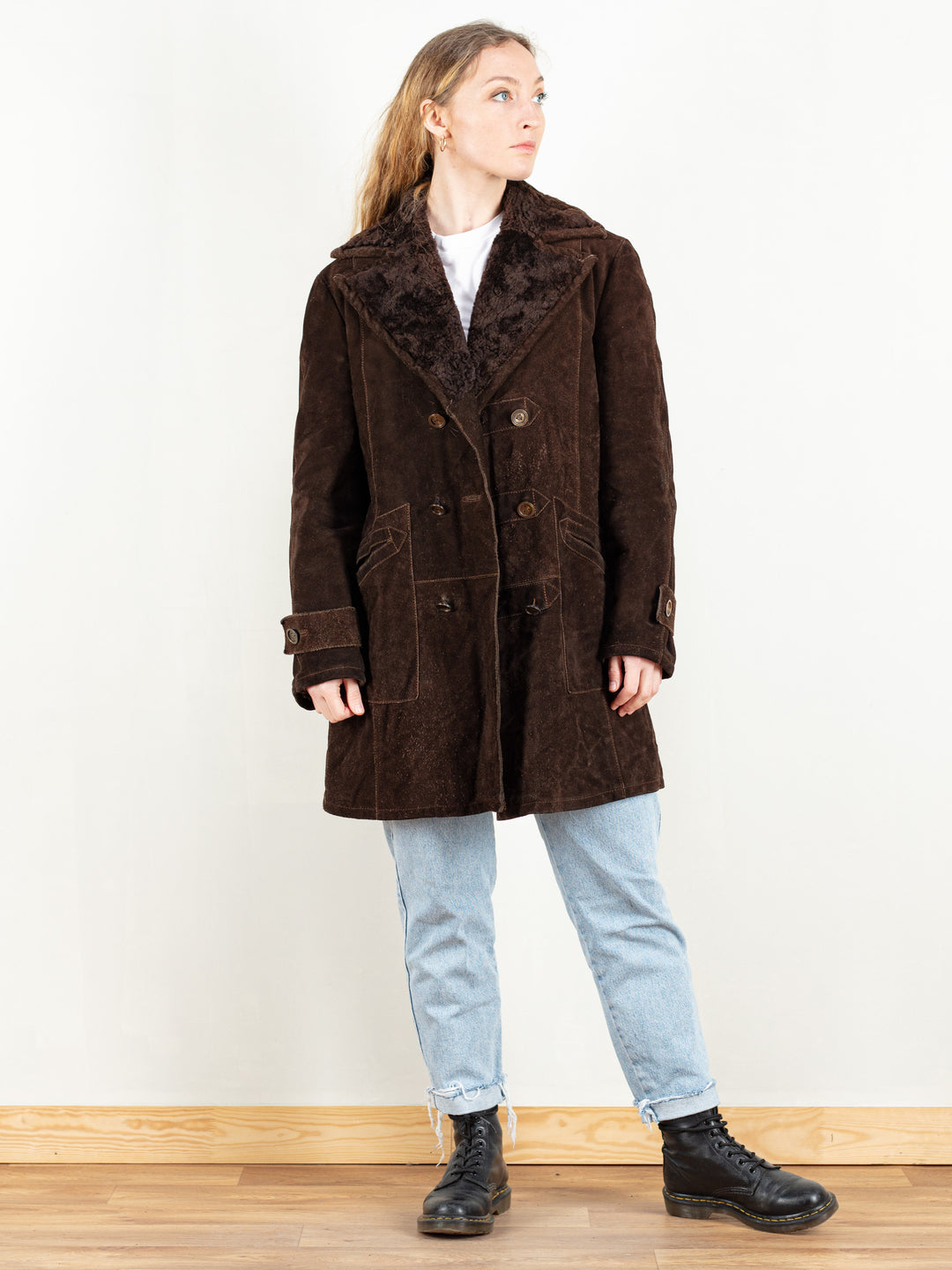 Vintage 70's Brown Sherpa Suede Coat Women - NorthernGrip