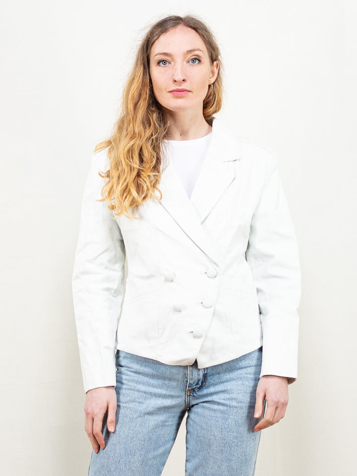 Vintage Women 80's White Leather Jacket - NorthernGrip