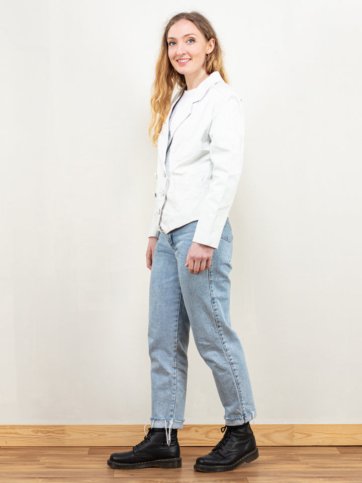 Vintage Women 80's White Leather Jacket - NorthernGrip
