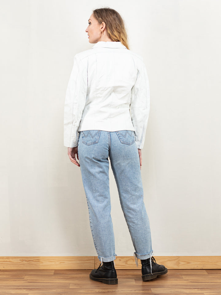 Vintage Women 80's White Leather Jacket - NorthernGrip