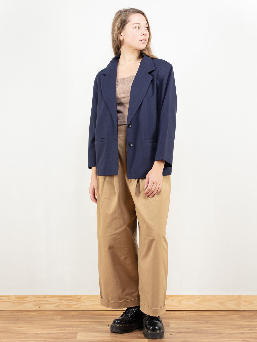 Vintage 90's Women Blue Wool Blazer - NorthernGrip
