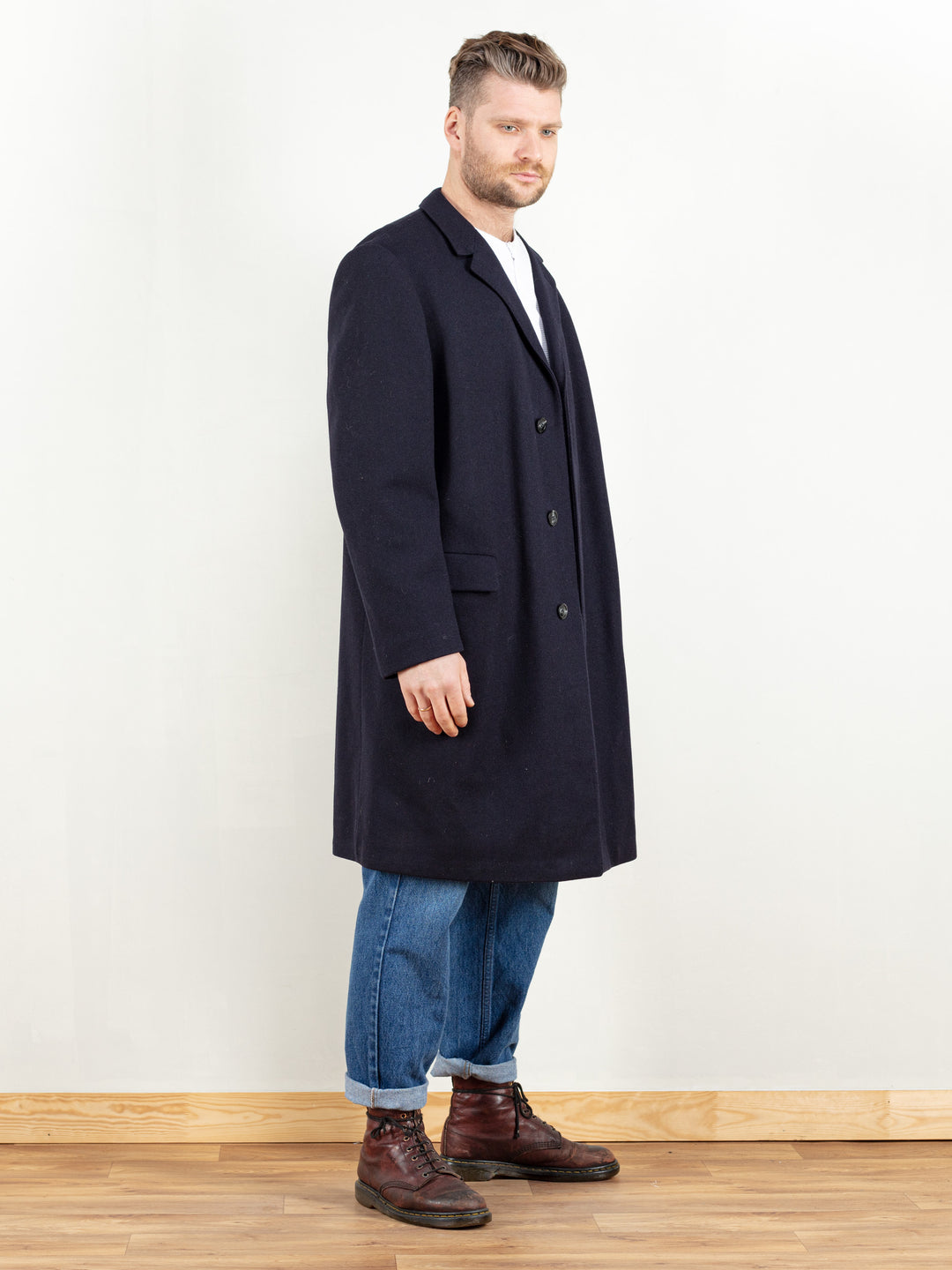 Vintage 80's Navy Blue Wool Coat - NorthernGrip