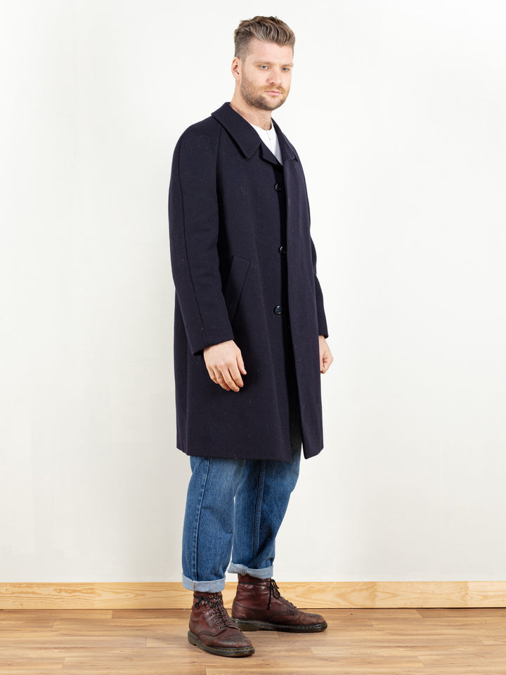 Vintage 80's Navy Blue Wool Coat - NorthernGrip