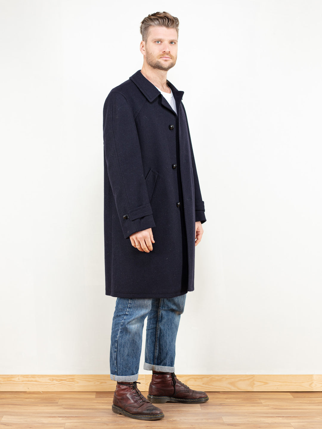 Vintage 80's Classic Wool Coat Blue - NorthernGrip
