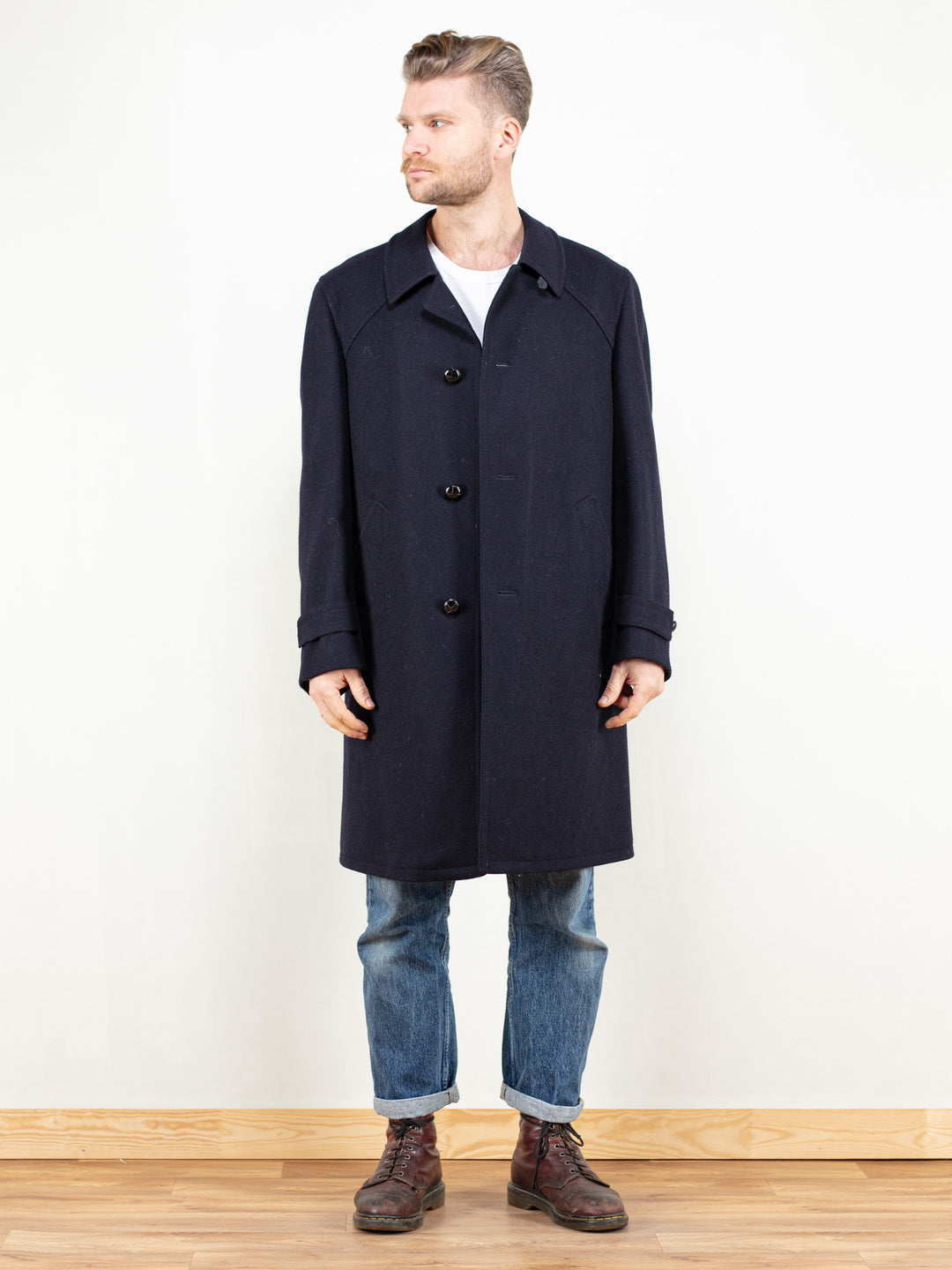 Vintage 80's Classic Wool Coat Blue - NorthernGrip