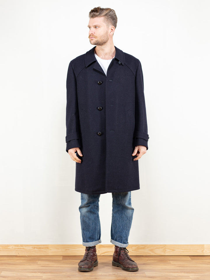 Vintage 80's Classic Wool Coat Blue - NorthernGrip