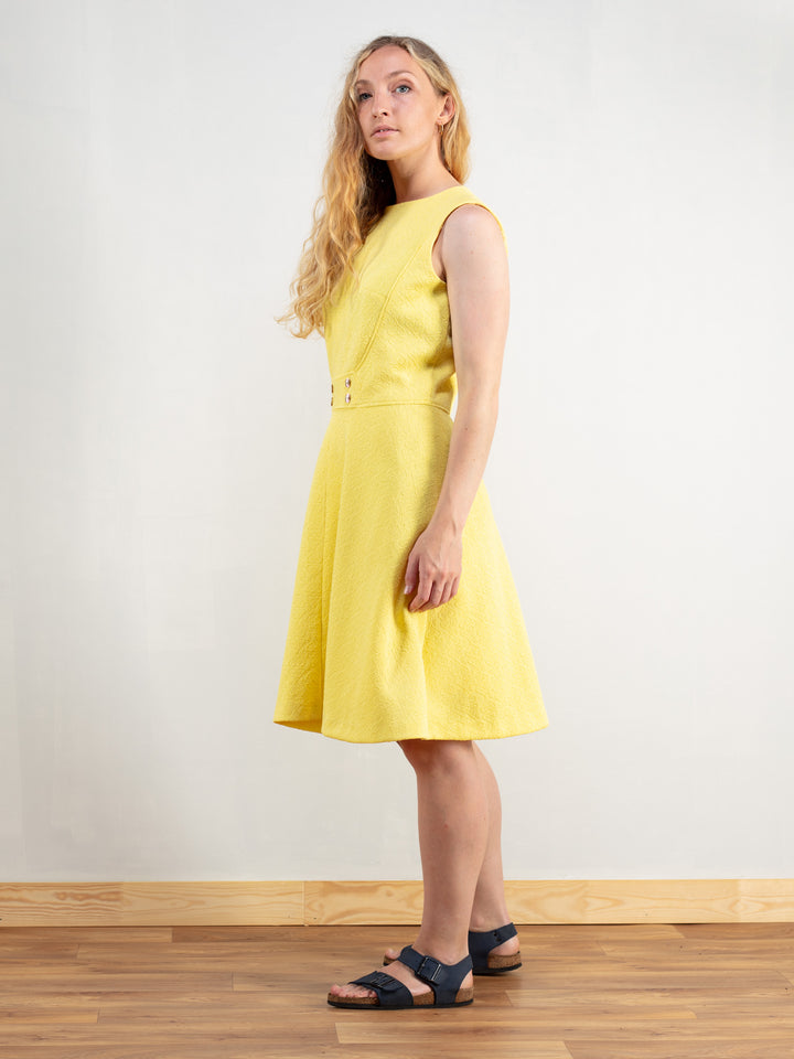 Vintage 70's Women Yellow Mod Dress - NorthernGrip