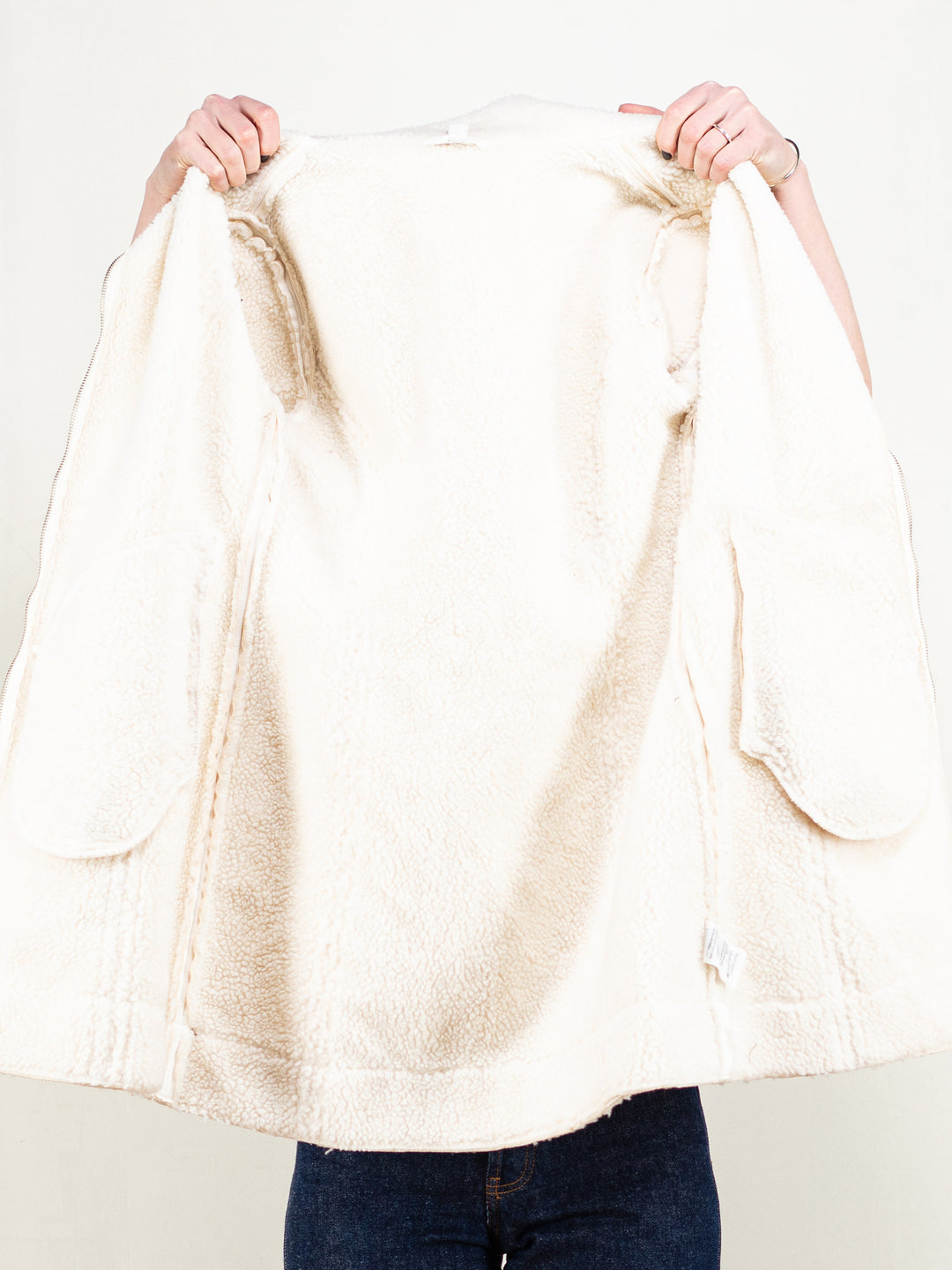 Vintage 00's Women Faux Suede Penny Lane Coat in White - NorthernGrip