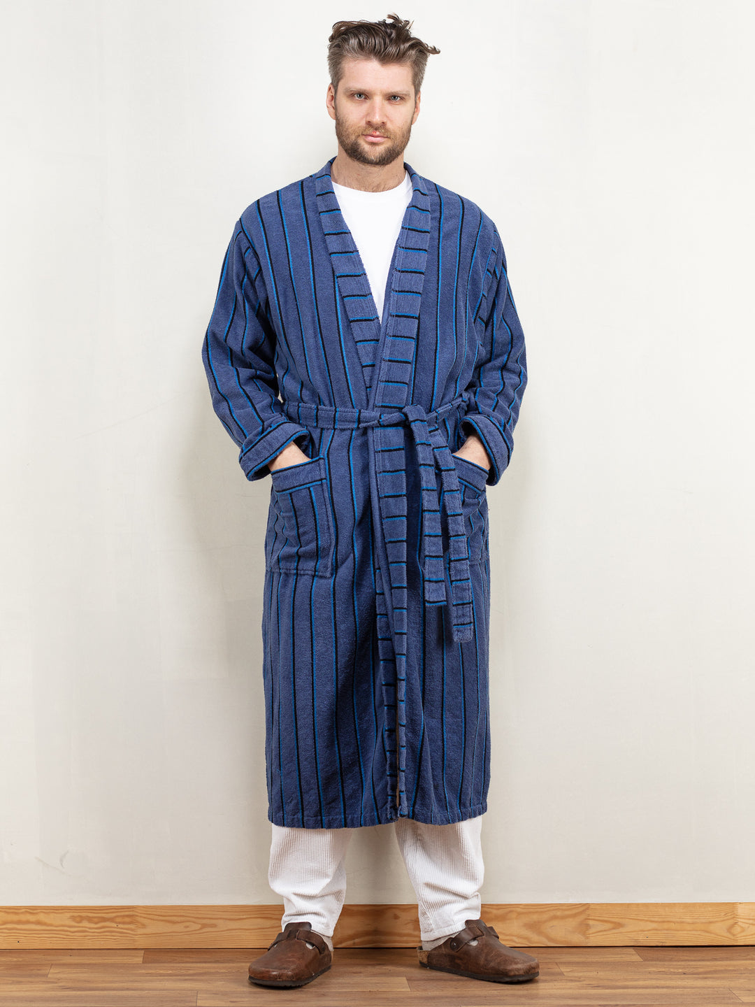 Vintage 00's Men Terry Bathrobe in Blue - NorthernGrip