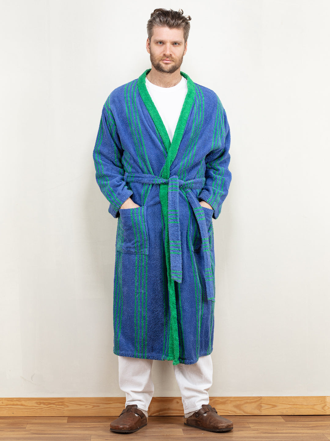 Vintage 80's Men Terry Bathrobe in Blue - NorthernGrip
