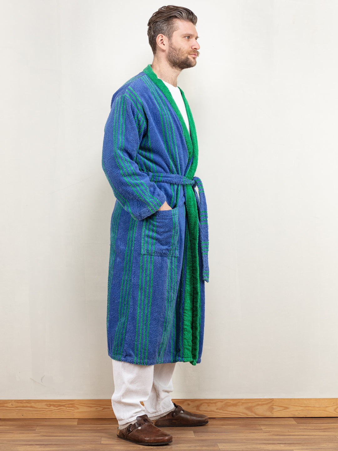 Vintage 80's Men Terry Bathrobe in Blue - NorthernGrip