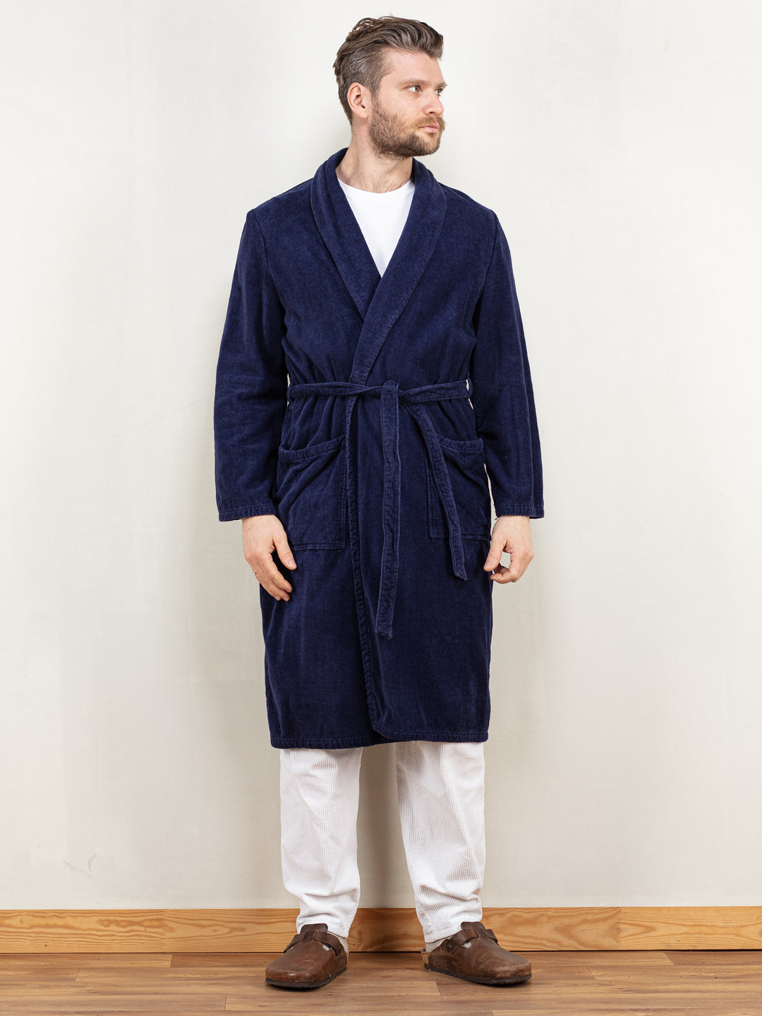 Vintage 90's Men Dressing Gown in Navy - NorthernGrip