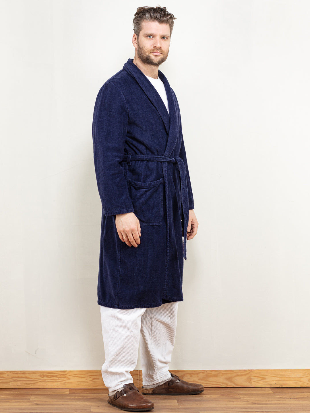 Vintage 90's Men Dressing Gown in Navy - NorthernGrip