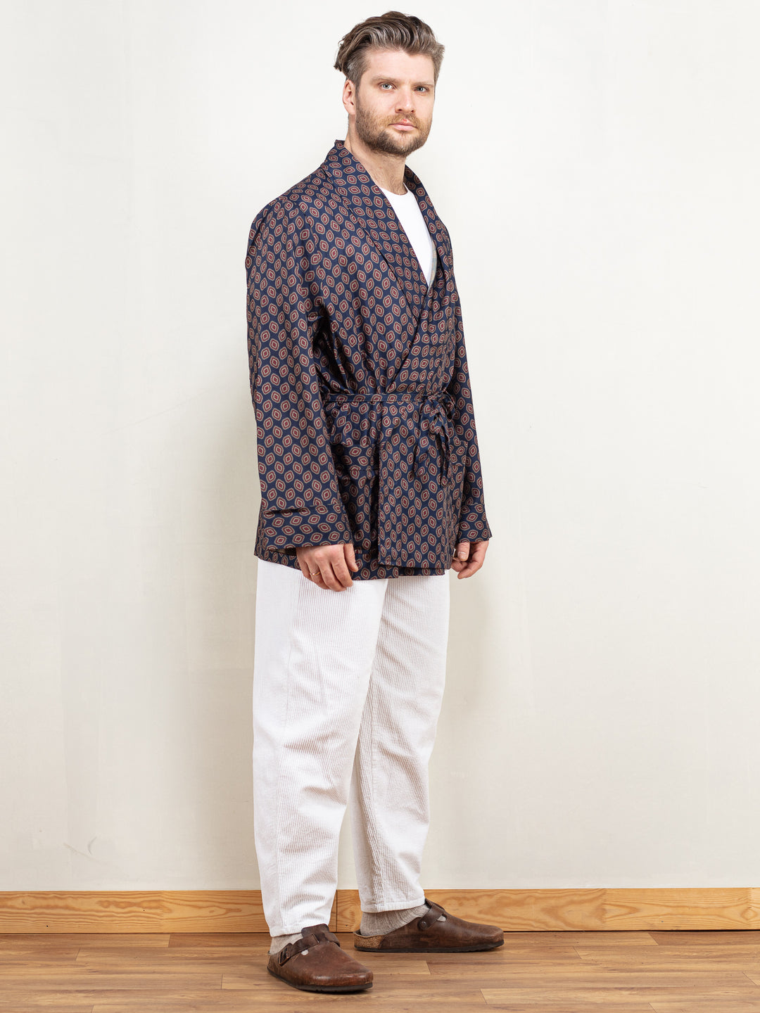 Vintage 90's Men Short Dressing Gown in Navy - NorthernGrip