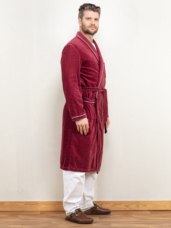Vintage 80's Men Bathrobe in Red - NorthernGrip