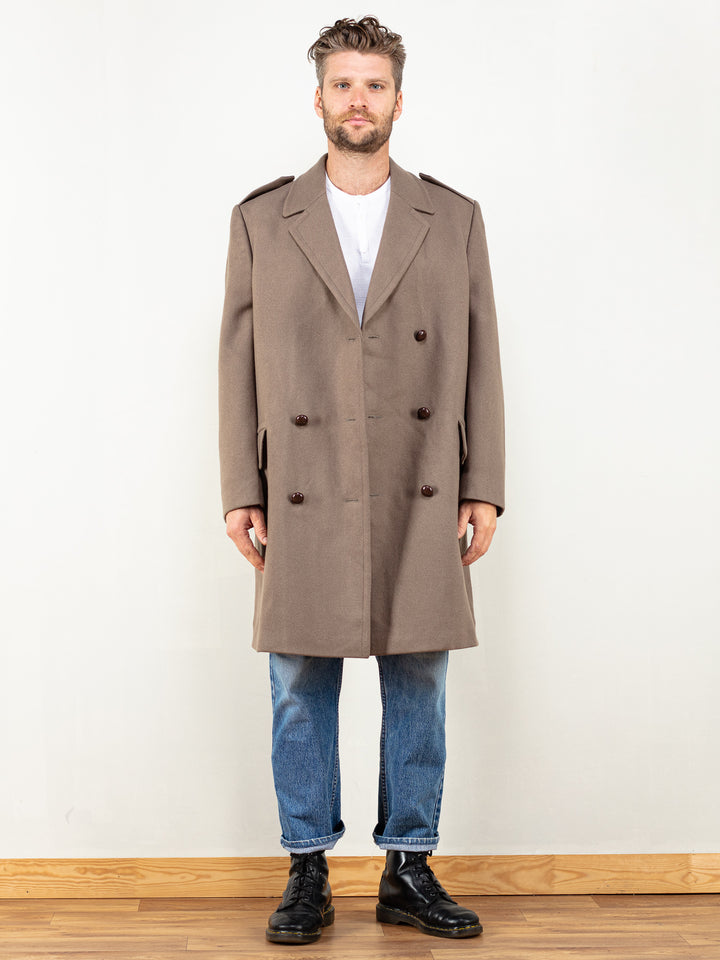 Vintage 70's Men Wool Blend Coat in Beige - NorthernGrip