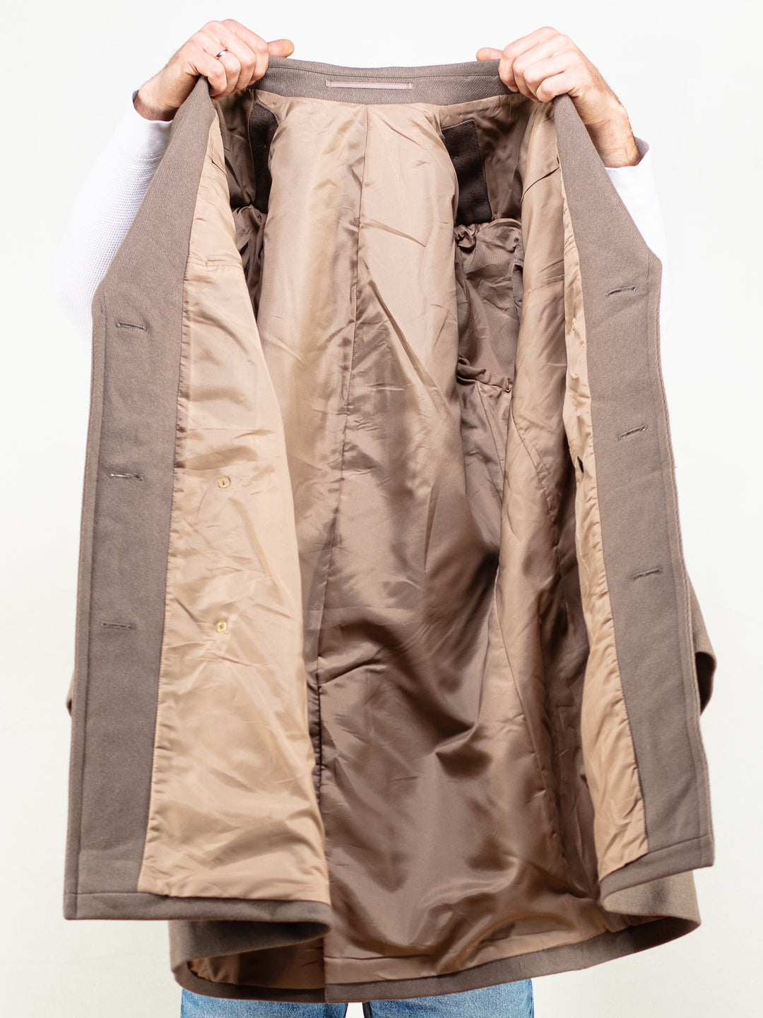 Vintage 70's Men Wool Blend Coat in Beige - NorthernGrip