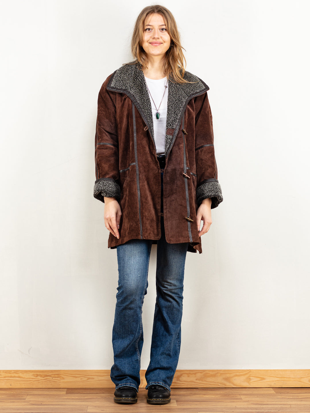Vintage 90's Women Suede Raglan Sleeve Coat in Brown - NorthernGrip