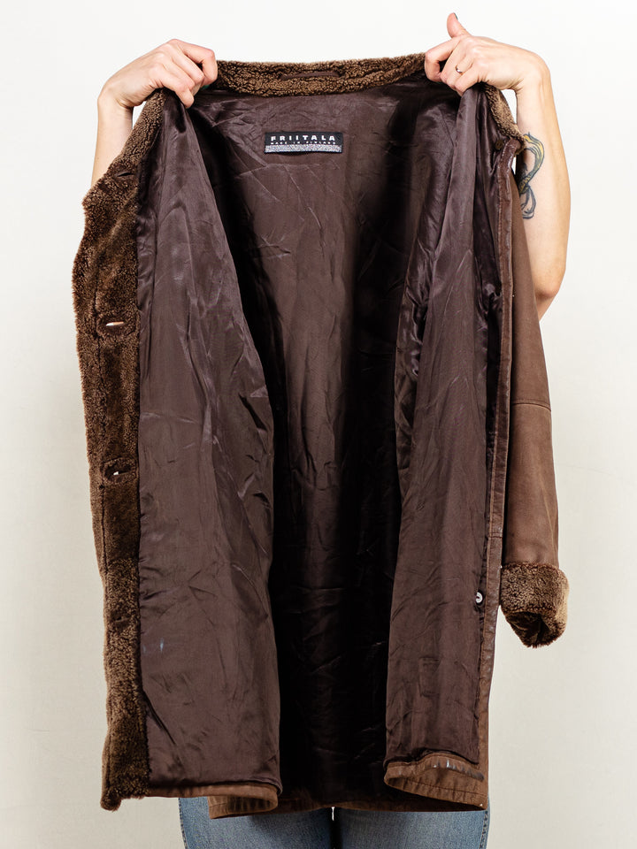 Vintage 90's Women Suede Coat In Brown - NorthernGrip