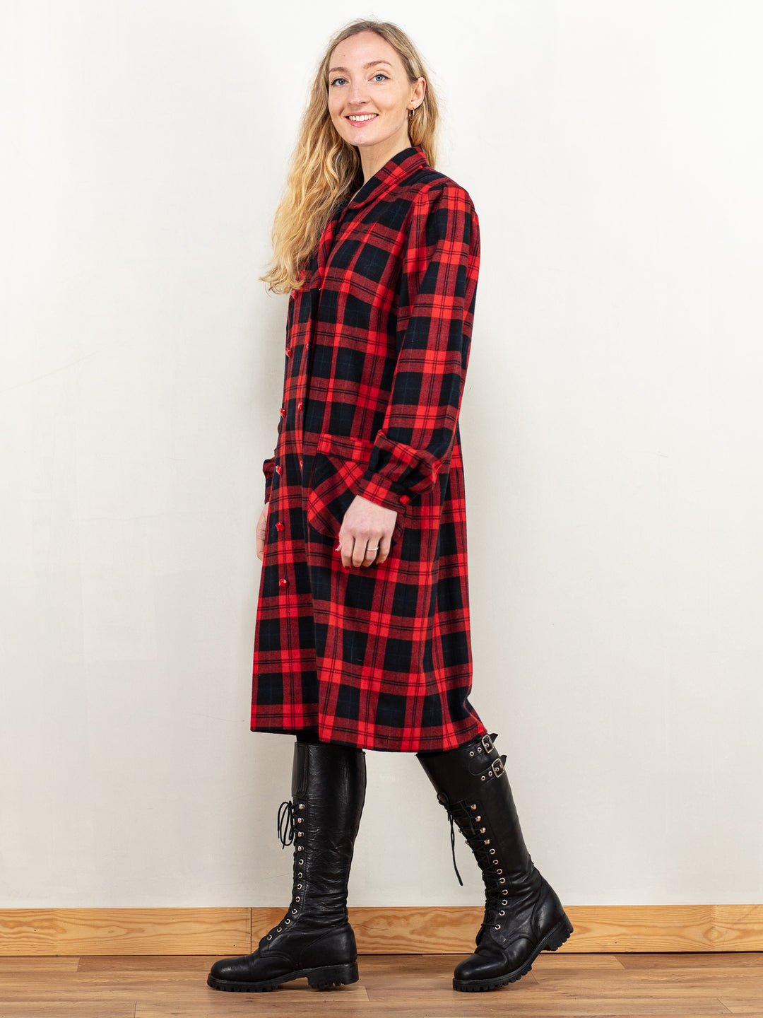 Vintage 80's Women Handmade Plaid Blazer Dress - NorthernGrip