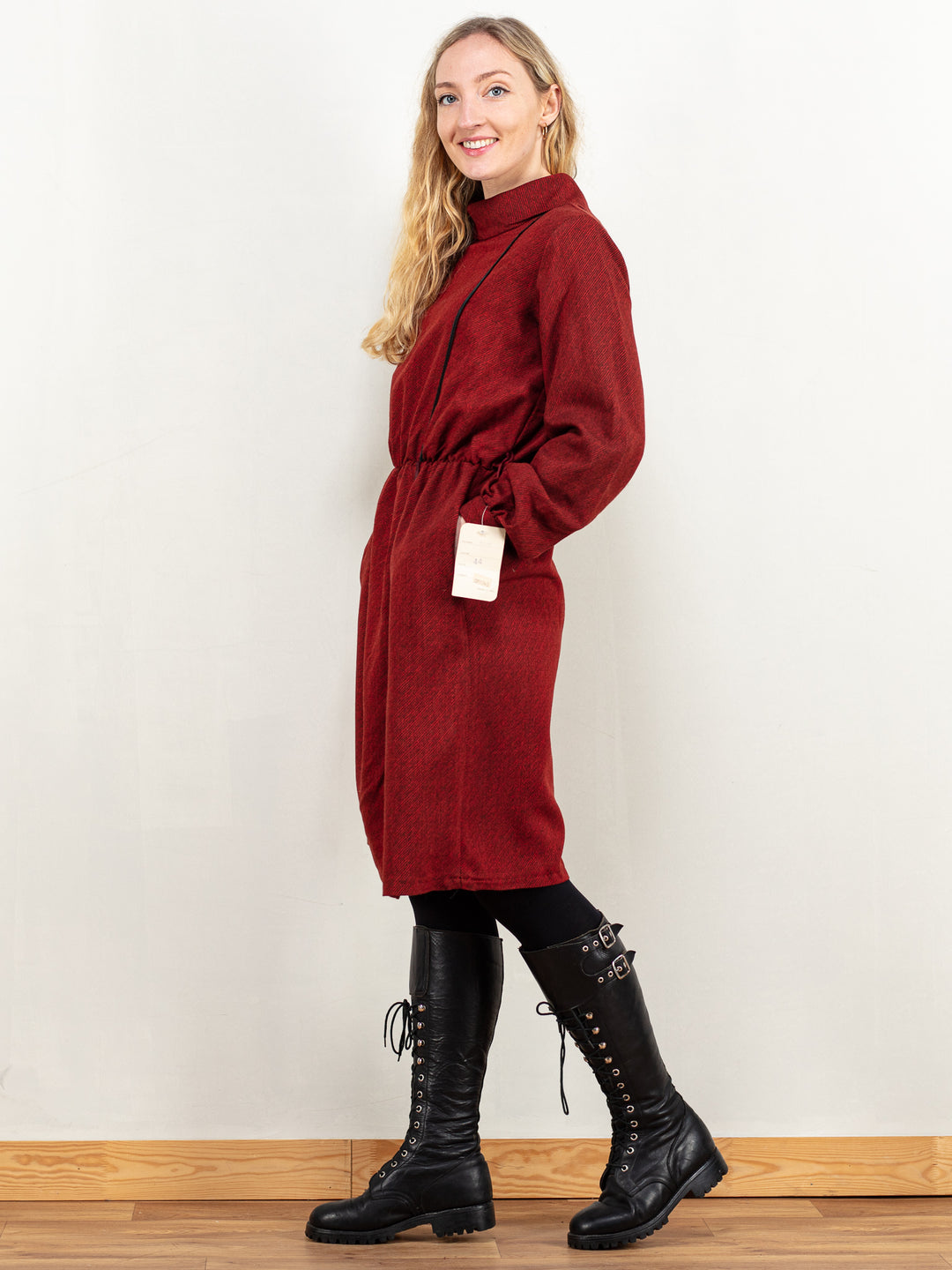 Vintage 80's Women Dress in Black and Red - NorthernGrip