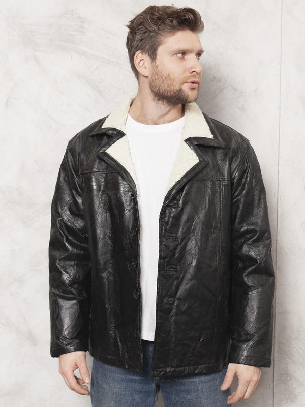 Vintage 80's Men Patchwork Leather Coat - NorthernGrip