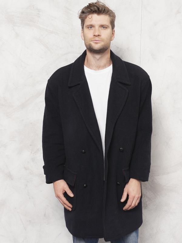 Vintage 90's Men Cashmere Blend Coat - NorthernGrip