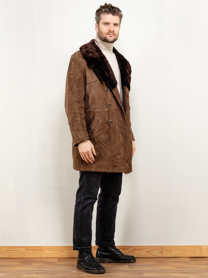 Vintage 70's Men Suede Coat in Brown - NorthernGrip