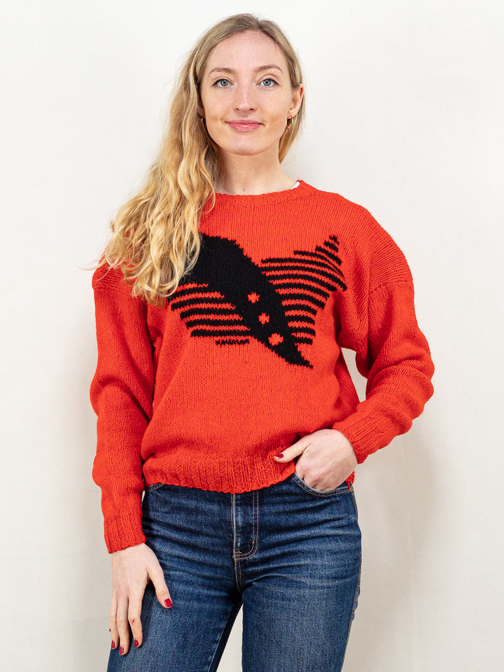 Vintage 90's Women Handmade Sweater in Red - NorthernGrip
