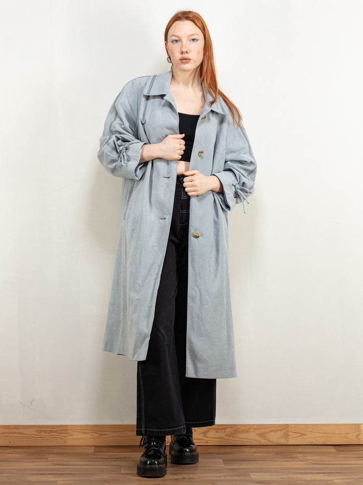 Vintage 80's Women Raglan Sleeve Mac Coat in Grey - NorthernGrip
