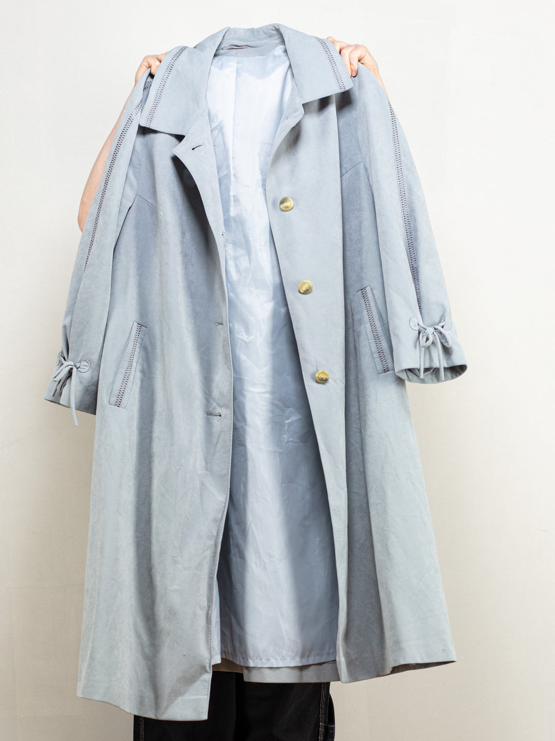 Vintage 80's Women Raglan Sleeve Mac Coat in Grey - NorthernGrip