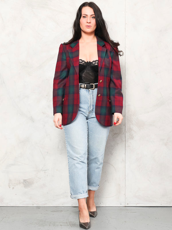 Vintage 80's Women Plaid Blazer - NorthernGrip