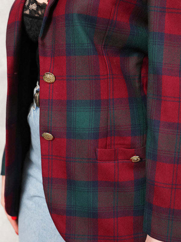 Vintage 80's Women Plaid Blazer - NorthernGrip
