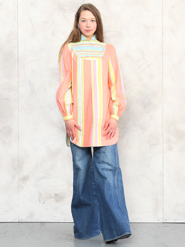 Vintage 70's Women Striped Blouse - NorthernGrip