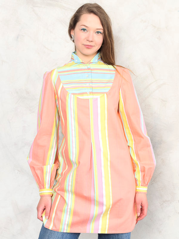 Vintage 70's Women Striped Blouse - NorthernGrip