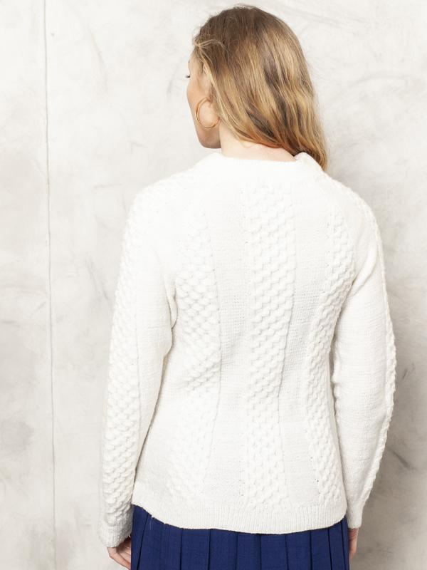 Vintage 80's White Knit Women Sweater - NorthernGrip