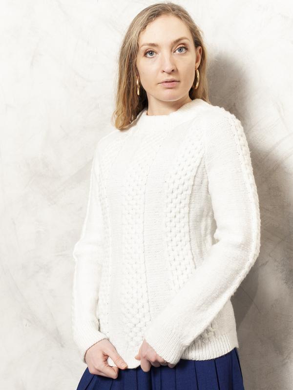 Vintage 80's White Knit Women Sweater - NorthernGrip