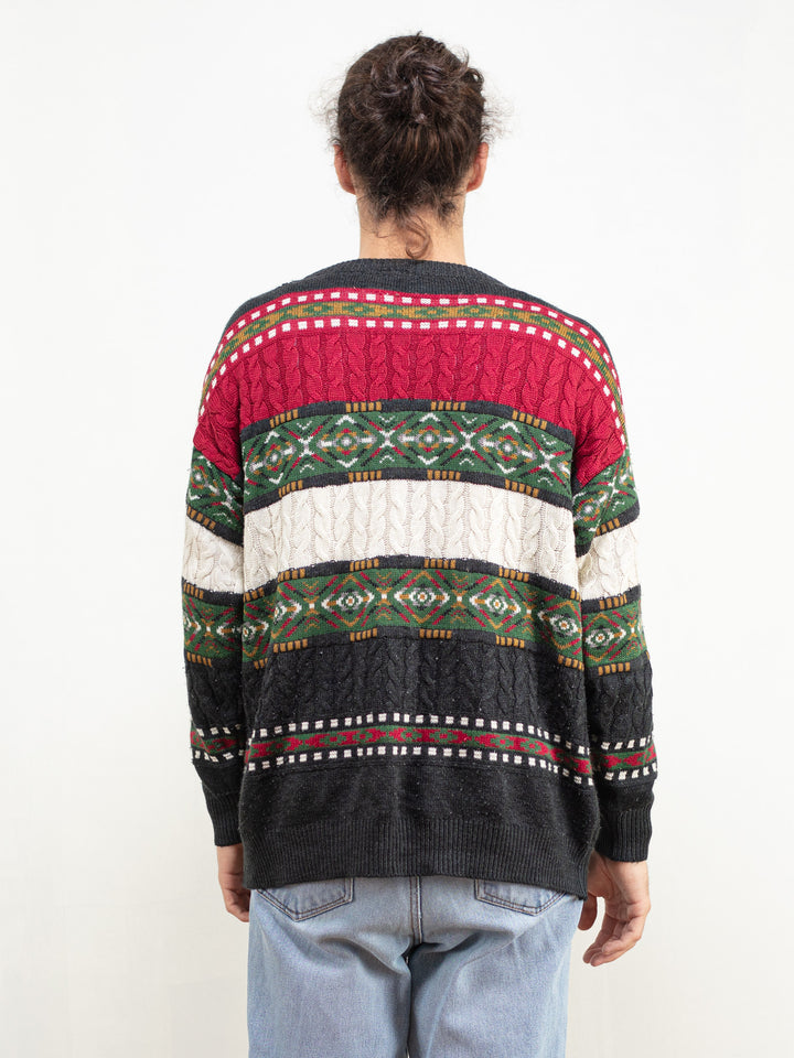 Vintage 90's Bold Patterned Men Sweater - NorthernGrip