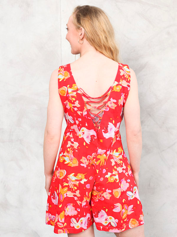 Vintage 90's Floral Women Summer Dungarees - NorthernGrip