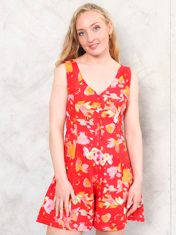 Vintage 90's Floral Women Summer Dungarees - NorthernGrip