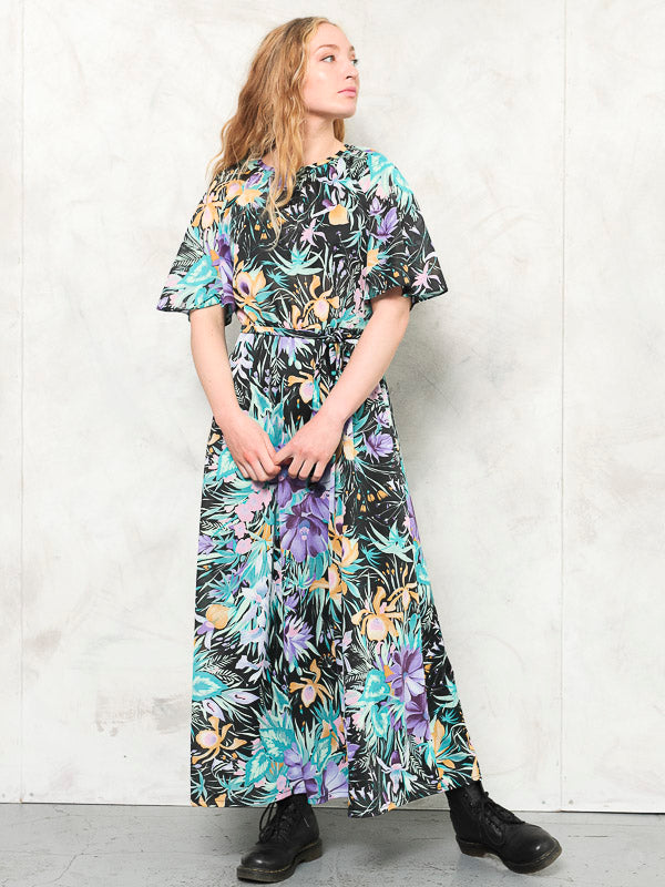 Vintage 70's Women Flower Maxi Dress - NorthernGrip