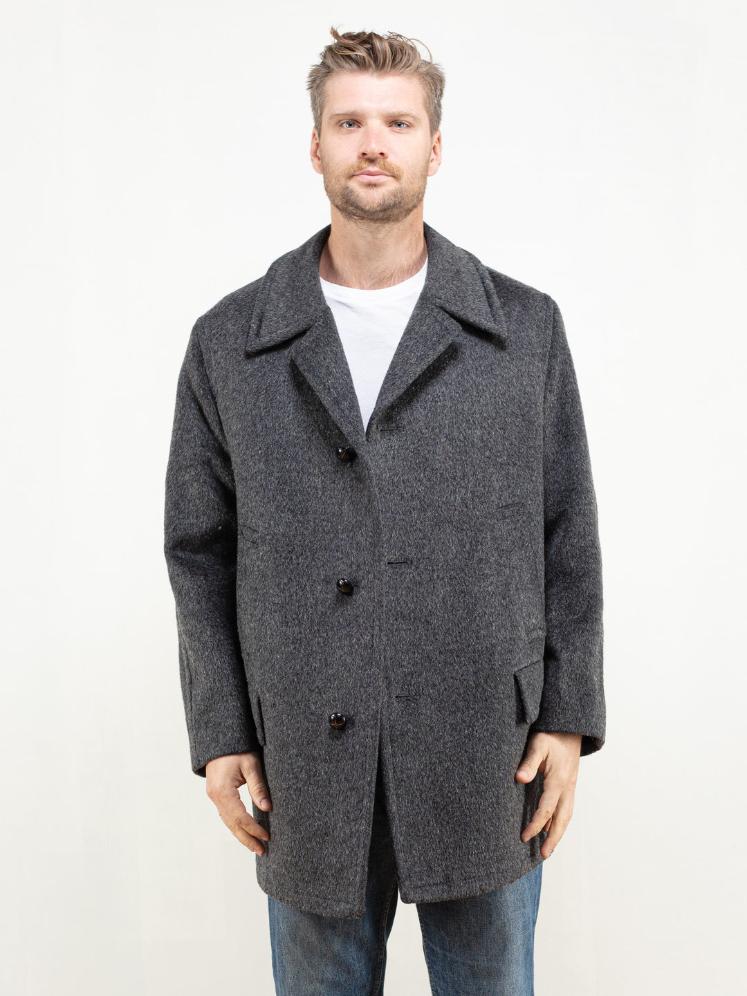 Vintage 90's Men Wool Blend Coat - NorthernGrip
