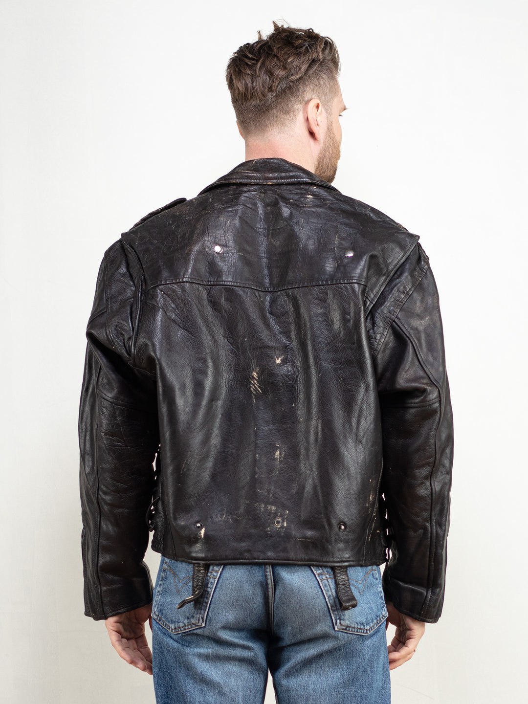 Vintage 90's Men Black Biker Jacket - NorthernGrip