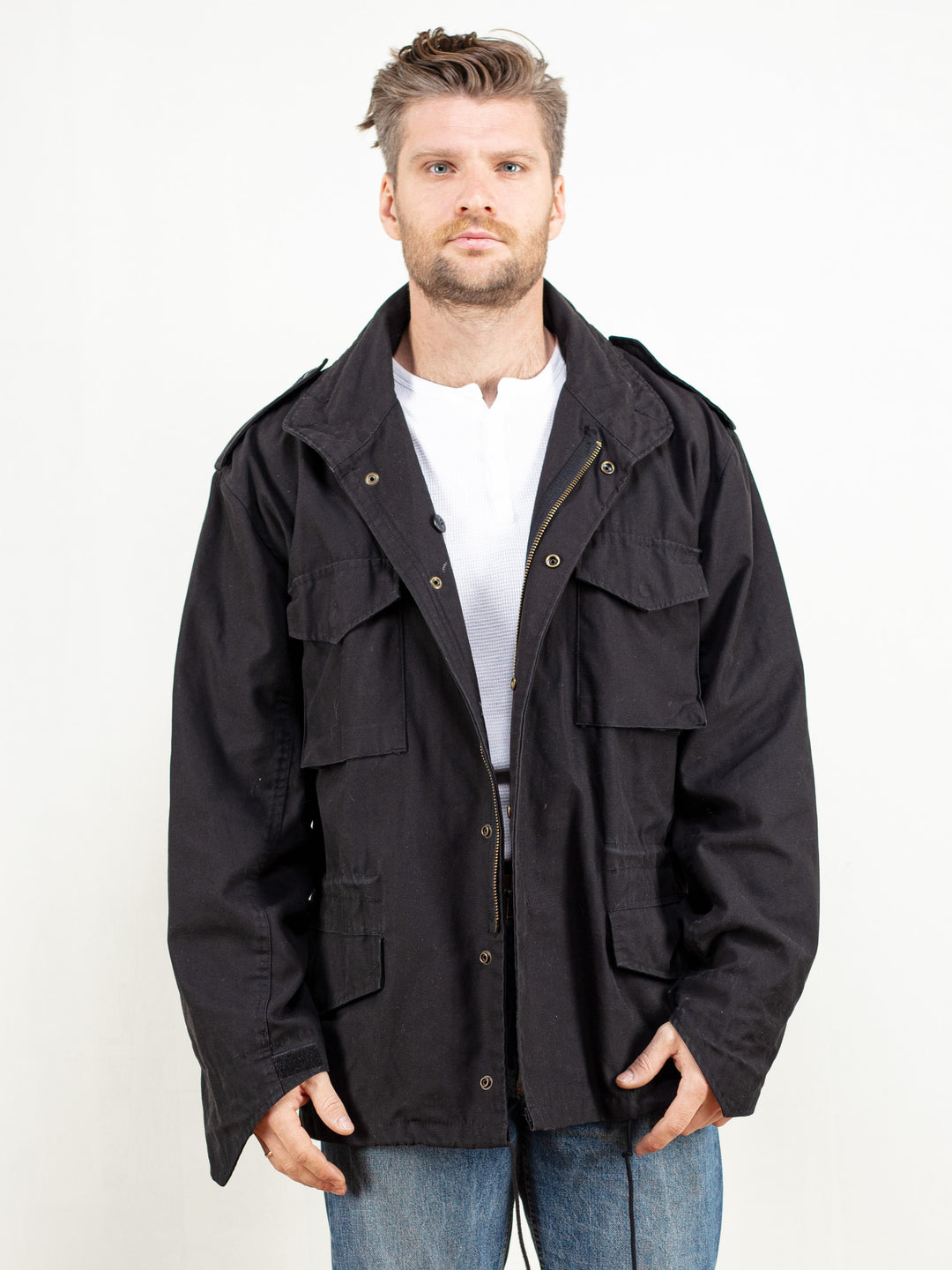 Vintage 90's Men Black Military Parka Jacket - NorthernGrip