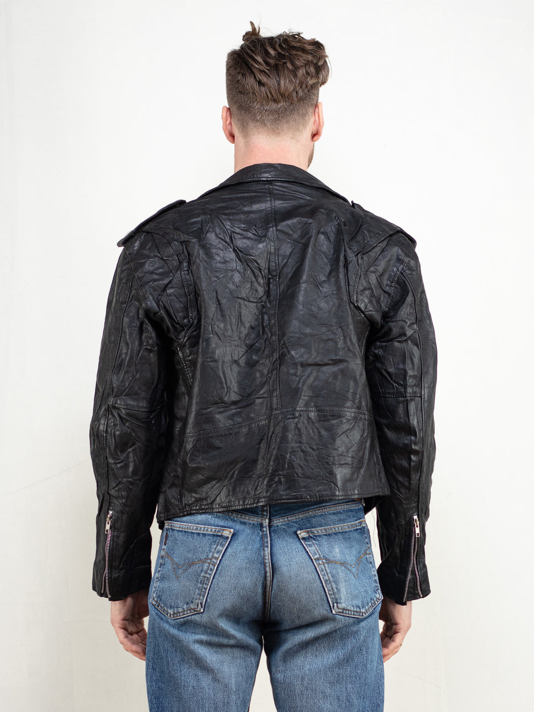 Vintage Men 90's Leather Biker Jacket - NorthernGrip
