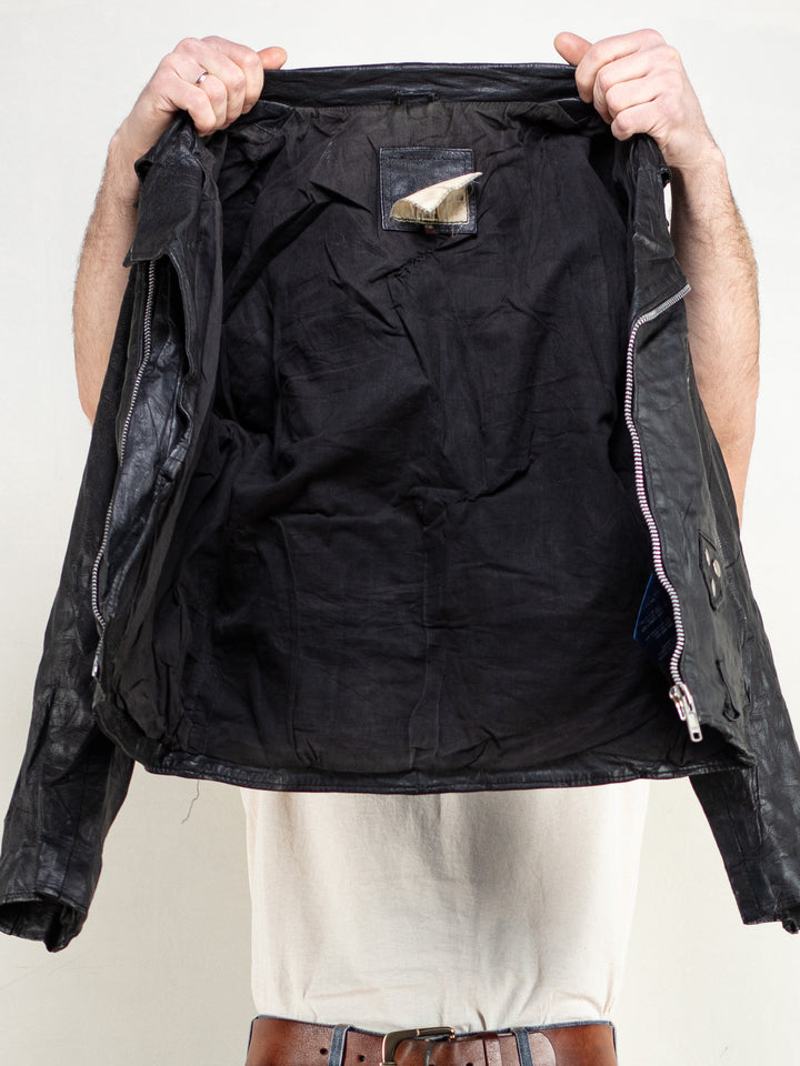 Vintage Men 90's Leather Biker Jacket - NorthernGrip