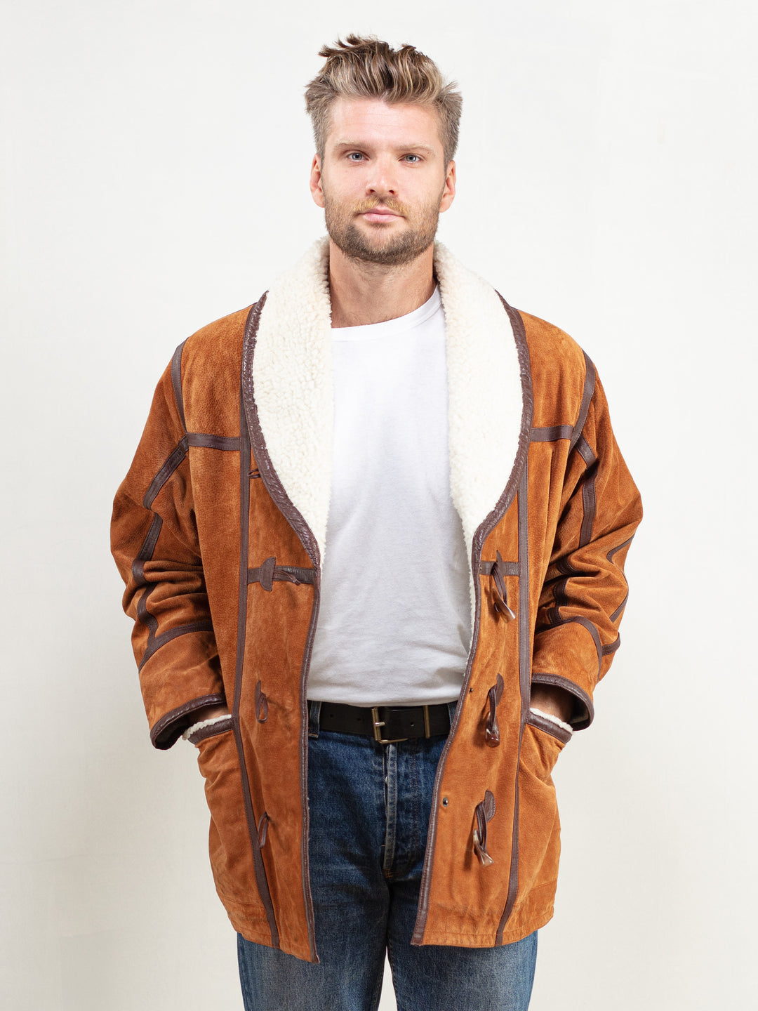 Vintage 90's Brown Men Sheepskin Coat - NorthernGrip