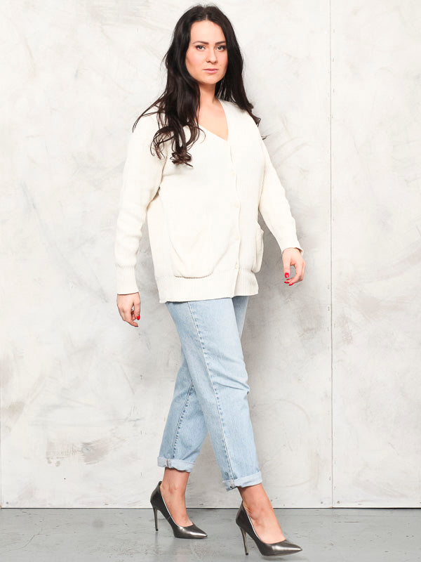 Vintage White Women Knit Cardigan - NorthernGrip