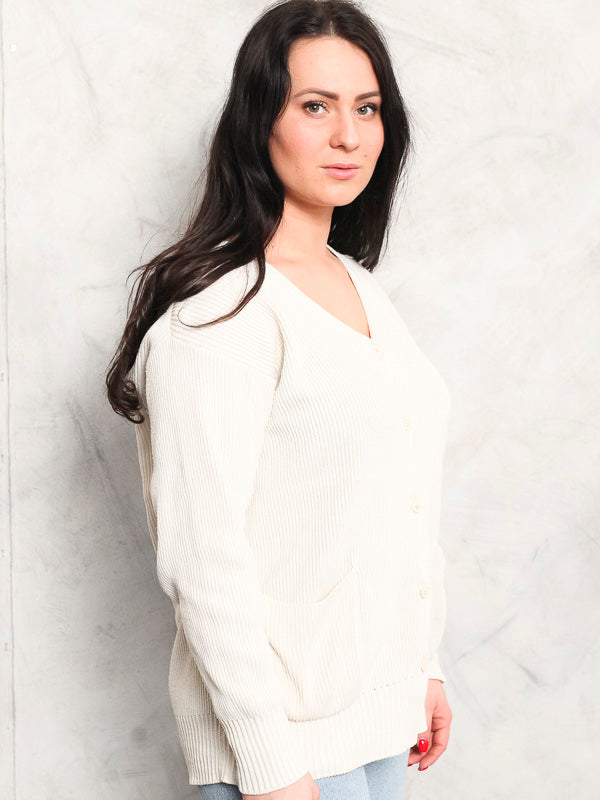 Vintage White Women Knit Cardigan - NorthernGrip